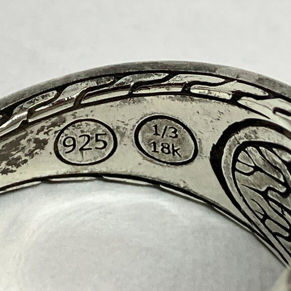 JOHN HARDY Reticulated Tiga Signet Ring 18K Yellow Gold Sterling Silver Size 11 - Picture 3 of 12